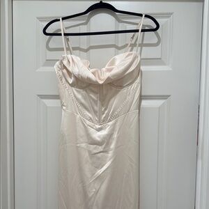 Elegant Maxi Cream Satin Corset Sleeveless Dress
